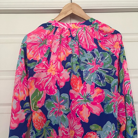{Lilly Pulitzer} Martinique Floral Tunic Top in Beckon Blue Jungle Utopia - XS - Picture 8 of 11